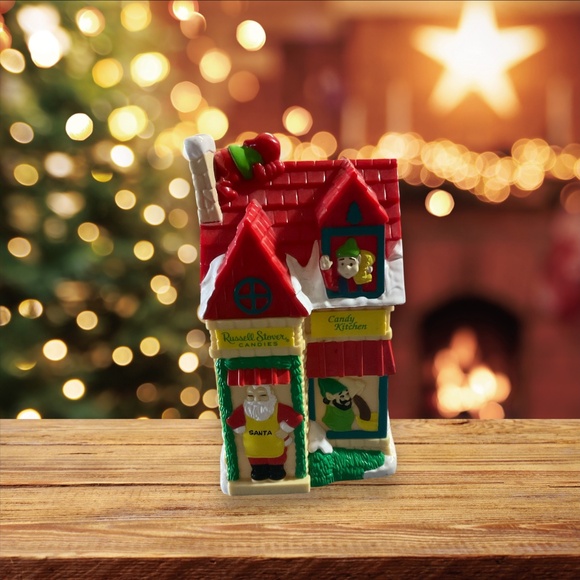 Vtg 1996 Russell Stover Candies Christmas Santa Elves Candy Plastic 6" Coin Bank - Picture 1 of 6